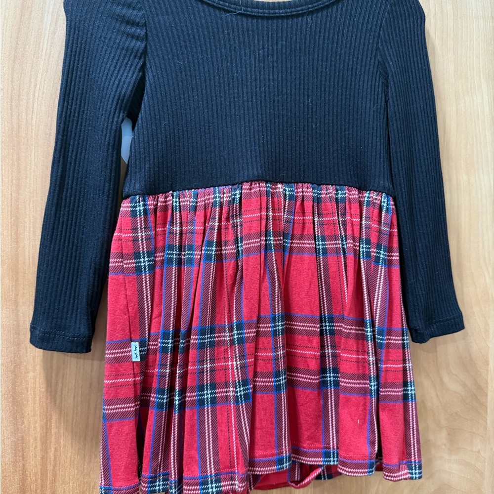 Little Sleepies Black and Red Plaid Kids Casual Dress